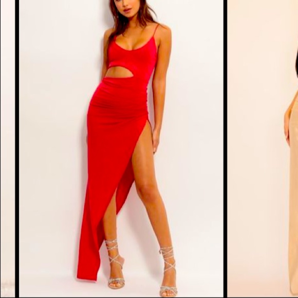 Lucy in the Sky Ella Cutout Maxi Dress - Sparkly Red